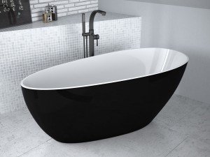 Besco Goya B/W Matt 160x70 #WMMC-160GKW wanna wolnostojąca z białym korkiem klik-klak czyszczonym od góry