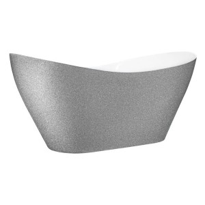 Besco Viya Glam Srebrna 160x70 #WMD-160-VS wanna wolnostojąca z chromowanym korkiem klik-klak