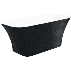 Besco Assos S-Line Glam Grafitowa wanna wolnostojąca 160x70 #WMD-160-ALG z chromowanym korkiem klik-klak