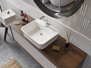 Besco Assos S-Line Matt 40x50x15 #UMMB-AP-NB umywalka nablatowa