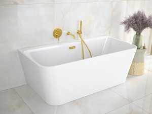 Besco Varya 150x75 #WAS-150-VRZ wanna wolnostojąca-przyścienna ze złotym przelewem