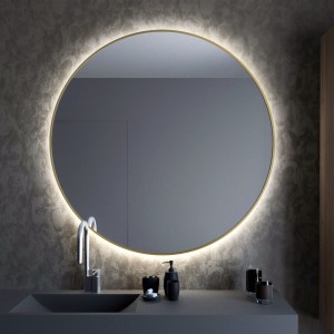 Smartwoods BRIGHT lustro 60 cm okrągłe z oświetleniem LED złote barwa światła neutralna
