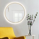 Smartwoods BRIGHT lustro 90 cm okrągłe z oświetleniem LED zlote