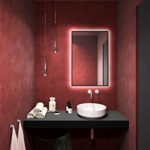 Smartwoods BRIGHT STRAIGHT lustro 90x60 cm prostokątne z oświetleniem LED czarne barwa światła ciepła
