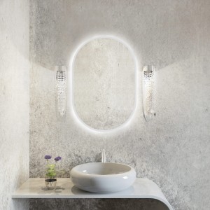 Smartwoods BRIGHT PASTILLE lustro 95x40 cm owalne z oświetleniem LED białe barwa światła ciepła