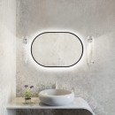 Smartwoods BRIGHT PASTILLE lustro 95x40 cm owalne z oświetleniem LED czarne