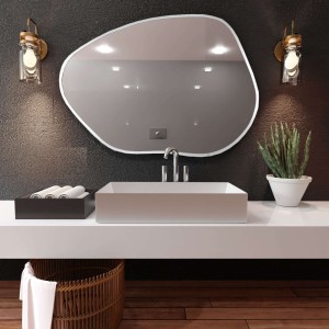 Baltica Design TINY BORDER BRIGHT STAIN I lustro 60x43 cm nieregularne z oświetleniem LED białe barwa światła ciepła