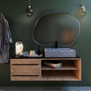 Baltica Design TINY BORDER BRIGHT STAIN II lustro 50x36 cm nieregularne z oświetleniem LED srebrne barwa światła neutralna