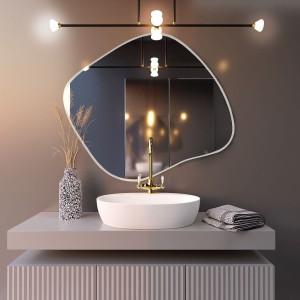 Baltica Design TINY BORDER BRIGHT STAIN III lustro 80x70 cm nieregularne z oświetleniem LED białe barwa światła zimna