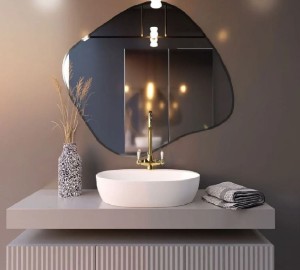 Baltica Design TINY BORDER BRIGHT STAIN III lustro 90x77 cm nieregularne z oświetleniem LED srebrne barwa światła neutralna