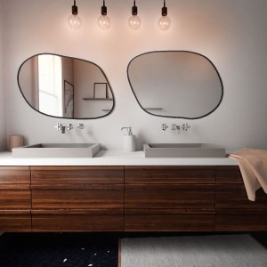 Baltica Design TINY BORDER BRIGHT STAIN IV lustro 90x64 cm nieregularne z oświetleniem LED czarne barwa światła neutralna