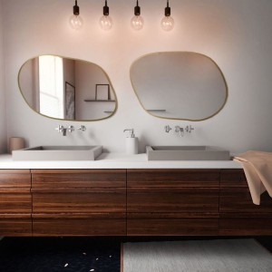Baltica Design TINY BORDER BRIGHT STAIN IV lustro 100x71 cm nieregularne z oświetleniem LED złote barwa światła zimna