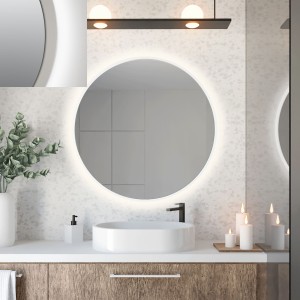 Baltica Design TOP FRAME CADRE lustro 60 cm okrągłe z oświetleniem LED białe barwa światła neutralna  