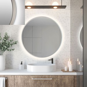 Baltica Design TOP FRAME CADRE lustro 80 cm okrągłe z oświetleniem LED srebrne barwa światła ciepła