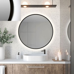 Baltica Design TOP FRAME CADRE lustro 90 cm okrągłe z oświetleniem LED czarne barwa światła neutralna 