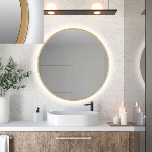 Baltica Design TOP FRAME CADRE lustro 100 cm okrągłe z oświetleniem LED złote barwa światła neutralna   