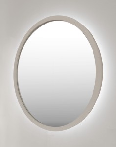 Baltica Design TOP FRAME CADRE CONCRETE lustro 50 cm okrągłe z oświetleniem LED beton jasny barwa światła zimna