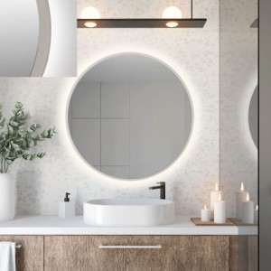 Baltica Design TOP FRAME CADRE CONCRETE lustro 70 cm okrągłe z oświetleniem LED beton jasny barwa światła zimna