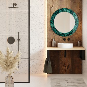 Baltica Design MALERI JUNGLE GLASS AND MORE lustro 70 cm okrągłe zielone