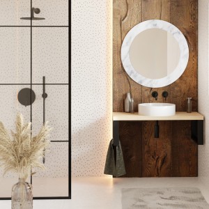 Baltica Design MALERI MARBLE WHITE GLASS AND MORE lustro 80 cm okrągłe białe