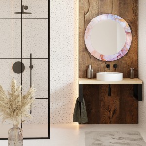 Baltica Design MALERI PINK QUARTZ GLASS AND MORE lustro 80 cm okrągłe różowe 