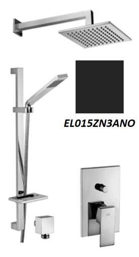 Paffoni Elle EL015ZN3ANO czarny zestaw prysznicowy z elementem podtynkowym