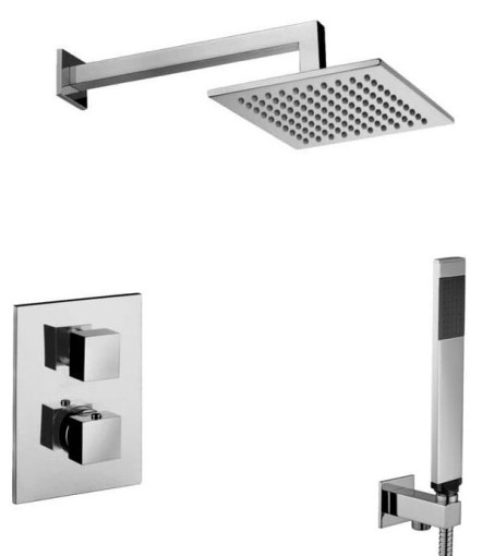 Paffoni Level LEQ518ZSC3ACR chromowany termostatyczny podtynkowy zestaw prysznicowy