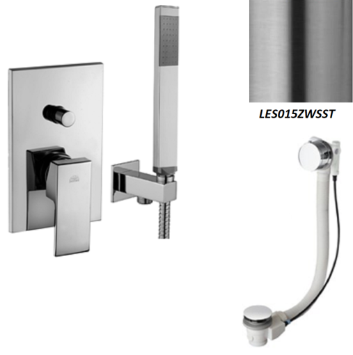 Paffoni Level LES015ZWSST podtynkowa bateria wannowa stal szczotkowana z napełnianiem przez przelew