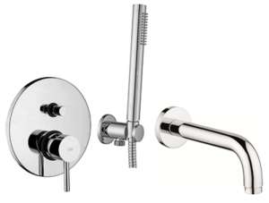 Paffoni Stick SK015ZWW chromowany zestaw wannowy podtynkowy z wylewką