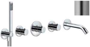 Paffoni Stick MDE001ST zespolona termostatyczna bateria wannowa stal szczotkowana