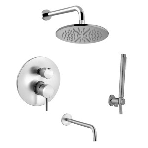 Paffoni Stick SK019ZSCW3A.ST podtynkowy zestaw wannowo-prysznicowy z wylewką stal szczotkowana