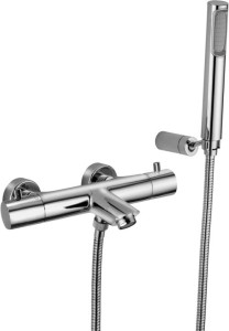 Paffoni Light LIQ023CR chromowana bateria wannowa ścienna termostatyczna ze słuchawką prysznicową