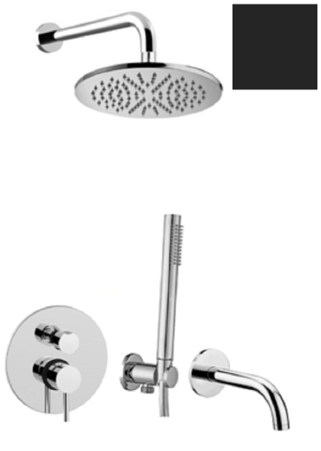 Paffoni Light LIG019ZSCW3A.NO czarny podtynkowy zestaw wannowo-prysznicowy z wylewką