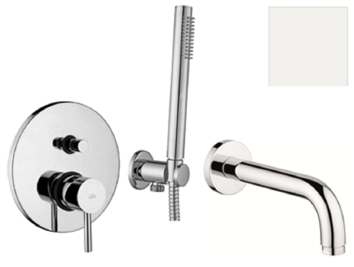 Paffoni Light LIG015ZWW.BO biały zestaw wannowy podtynkowy ze słuchawką prysznicową