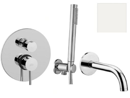 Paffoni Light LIG018ZWW.BO biały zestaw wannowy podtynkowy ze słuchawką prysznicową