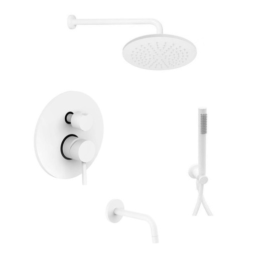 Paffoni Light LIG019ZSCW3A.BO biały podtynkowy zestaw wannowo-prysznicowy z wylewką