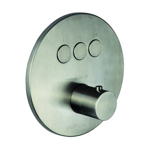 Paffoni Stick CPT019ST bateria prysznicowa podtynkowa termostatyczna 3-drożna jednouchwytowa stal szczotkowana