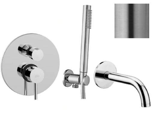 Paffoni Light LIG018ZWW.ST zestaw wannowy podtynkowy ze słuchawką prysznicową stal szczotkowana