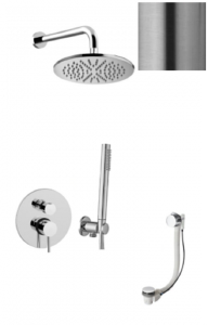 Paffoni Light LIG019ZWSCSU3A.ST podtynkowy zestaw wannowo-prysznicowy z napełnianiem przez przelew stal szczotkowana