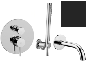 Paffoni Light LIG018ZWW.NO czarny zestaw wannowy podtynkowy ze słuchawką prysznicową