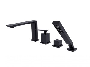 Besco Aspira BW-A4-CZ czarna 4-otworowa bateria wannowa