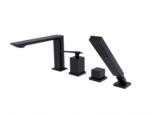 Besco Aspira BW-A4-CZ czarna 4-otworowa bateria wannowa