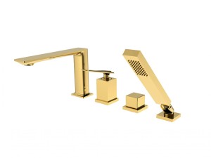 Besco Aspira BW-A4-ZL złota 4-otworowa bateria wannowa