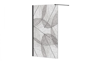 Besco Leafy 100x200 LF-100-200C czarna kabina Walk-In z nadrukiem