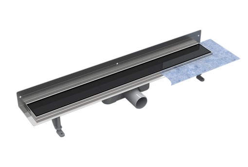 Besco Virgo Next Black 90 OL-90-VNB przyścienny odpływ liniowy z czarnym szklanym rusztem