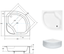Besco Diper I 90x90x24 #BAD-90-NK akrylowy głęboki półokrągły brodzik prysznicowy