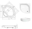 Besco Diper II 80x80x15 #BAD-80-II akrylowy półokrągły brodzik prysznicowy