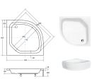 Besco Diper II 90x90x15 #BAD-90-II akrylowy półokrągły brodzik prysznicowy