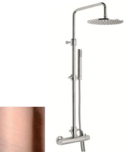 Emmevi Rubinetterie Piper 4530584RA miedziana szczotkowana termostatyczna kolumna prysznicowa ścienna
