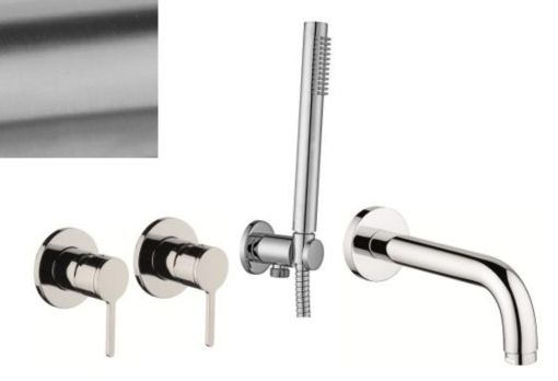 Emmevi Rubinetterie Filo FIL010ZWW.INOX stalowa szczotkowana podtynkowa bateria wannowa 4-otworowa